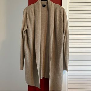 Theory 100% cashmere neutral beige open long line cardigan sweater
